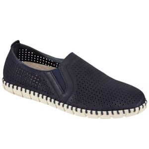 OTBT Universe Slip-On Shoes for Ladies 6 Perforated Leather Upper Navy